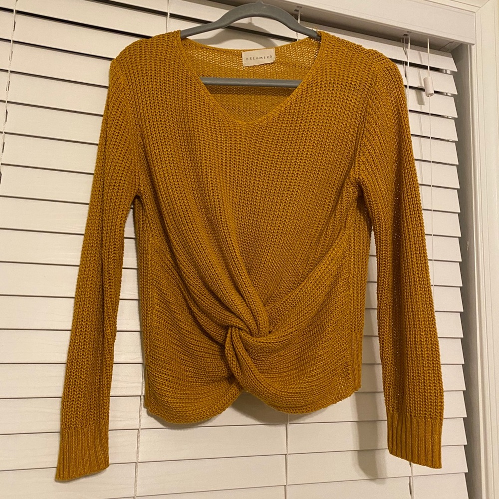 Mustard tie sweater
